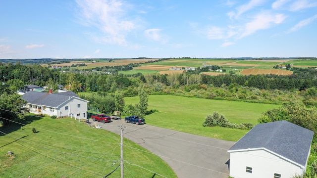 aerial view with a rural view