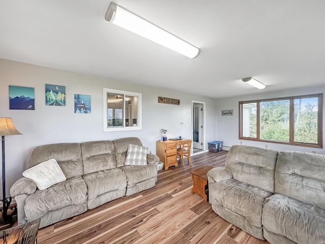 living area with wood finished floors