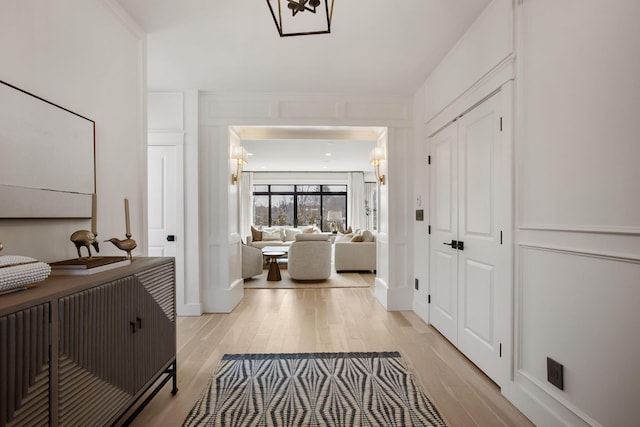 entryway featuring light wood-style flooring