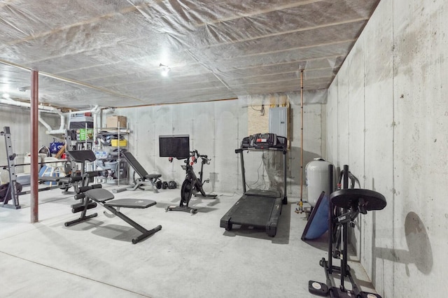 exercise area featuring electric panel