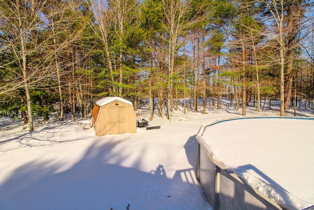 view of yard with a storage shed and an outdoor structure