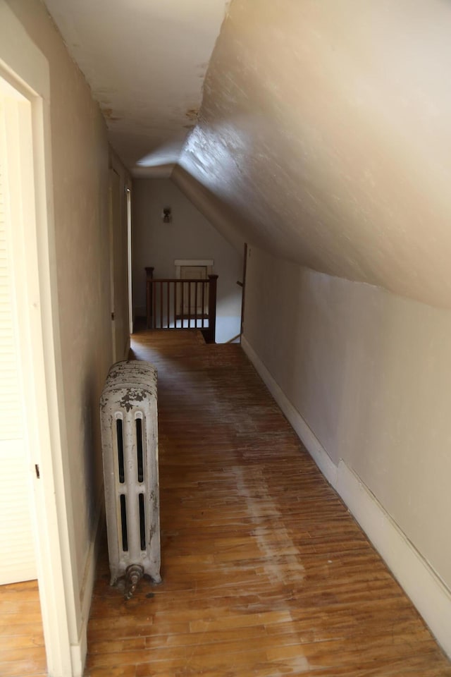 additional living space with lofted ceiling, baseboards, and wood finished floors