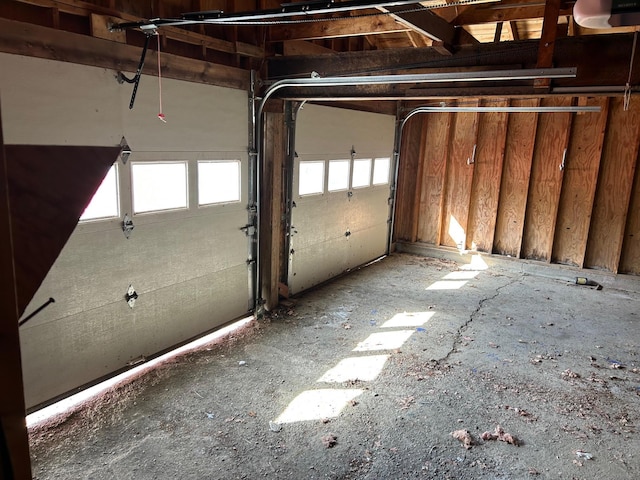 garage with a garage door opener