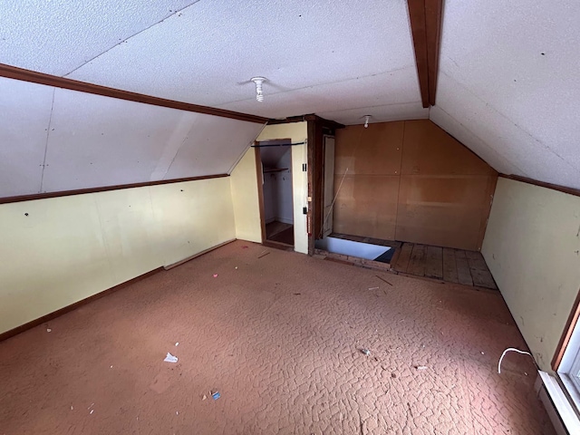 additional living space featuring lofted ceiling