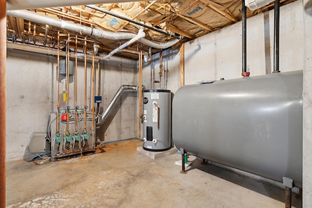 utility room featuring heating fuel and electric water heater