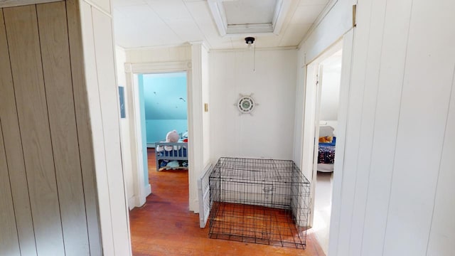 hallway with wood finished floors