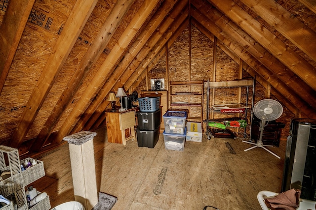 view of unfinished attic