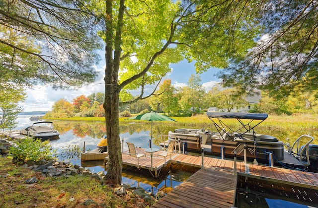 view of dock featuring a water view