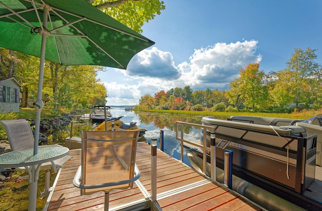 view of dock featuring a water view