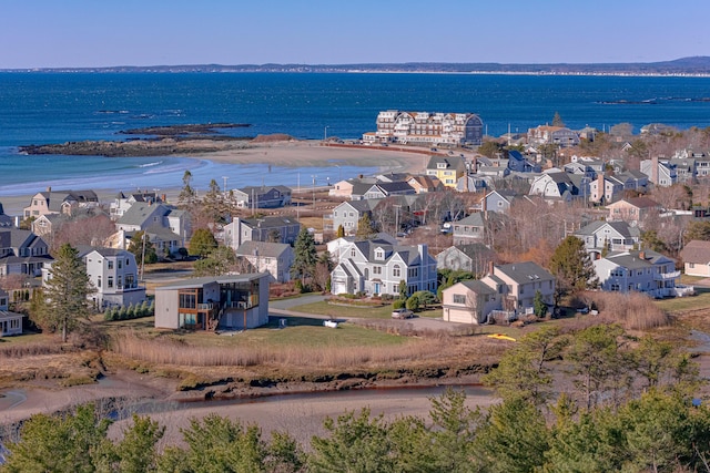 aerial view featuring a residential view and a water view