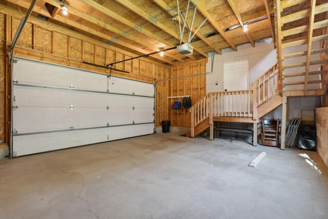 garage with a garage door opener