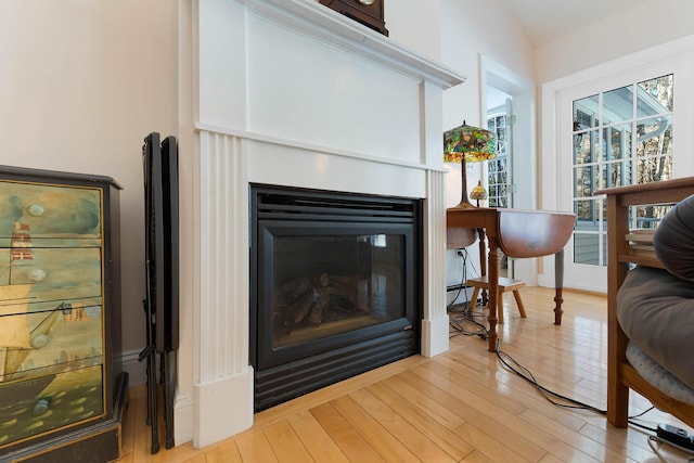 23 Sunny Acres Ln, Boothbay, ME 04537 - detailed view of wood finished floors and a glass covered fireplace