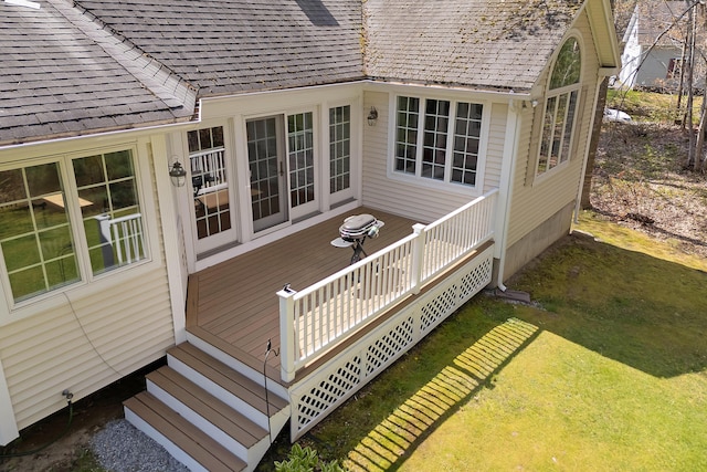 23 Sunny Acres Ln, Boothbay, ME 04537 - wooden terrace featuring a yard
