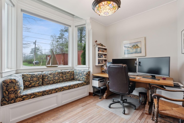 office area featuring light wood-type flooring