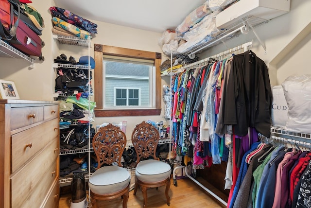 spacious closet with wood finished floors