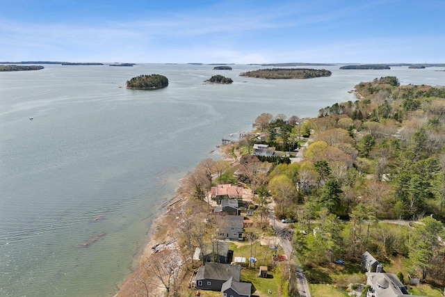 aerial overview of property's location featuring a nearby body of water