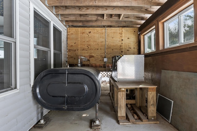 interior space featuring concrete floors