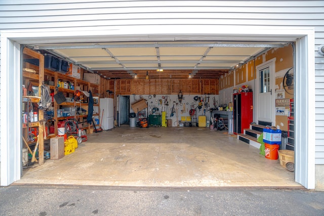 garage featuring freestanding refrigerator