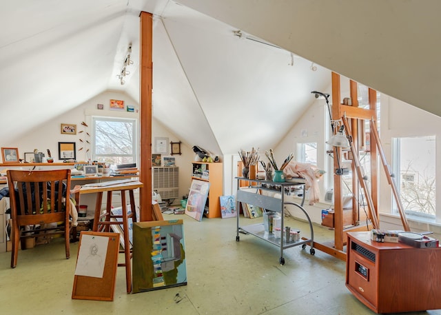 bonus room with vaulted ceiling