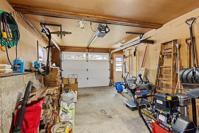 garage with a garage door opener