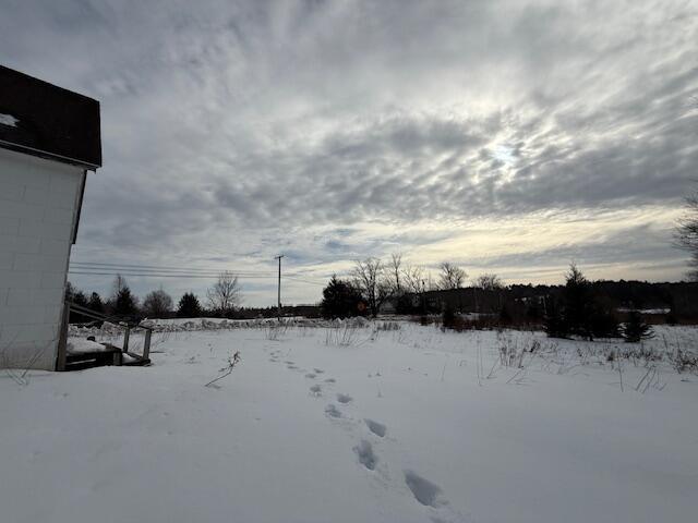 view of yard layered in snow