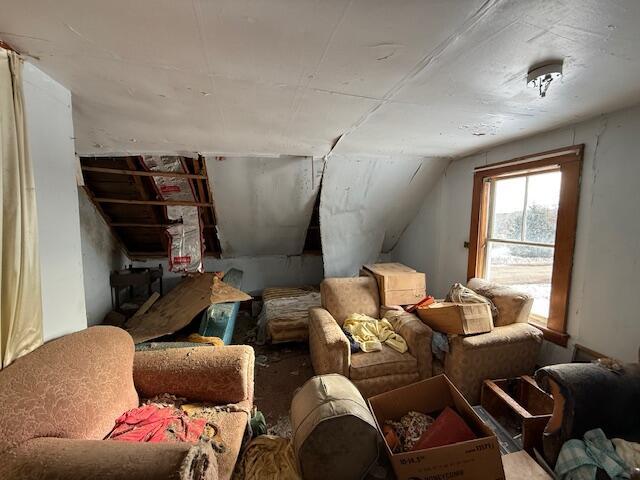 miscellaneous room featuring vaulted ceiling