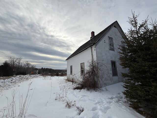 view of snow covered exterior