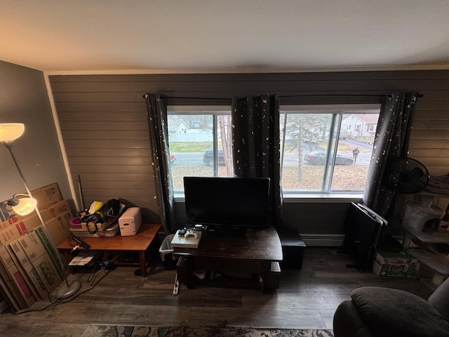 3 Jack St, Winslow, ME 04901 - interior space featuring a baseboard radiator and hardwood / wood-style floors