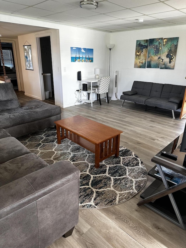 5 Pleasant View Ridge Rd, China, ME 04358 - living area with a drop ceiling and wood finished floors