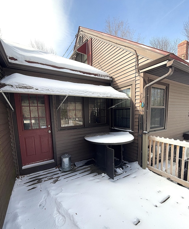 exterior space with a chimney