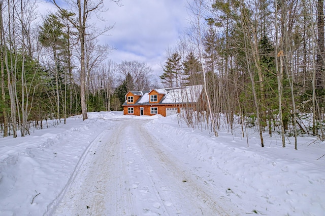 view of front of home featuring a detached garage