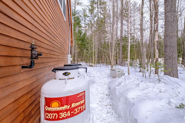 view of yard layered in snow