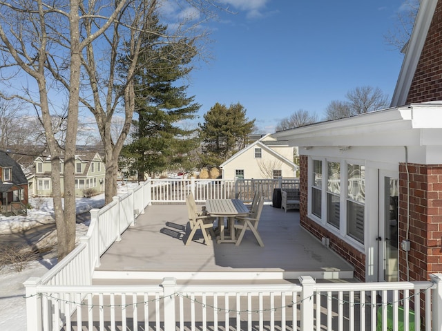 view of patio / terrace featuring outdoor dining area and a deck