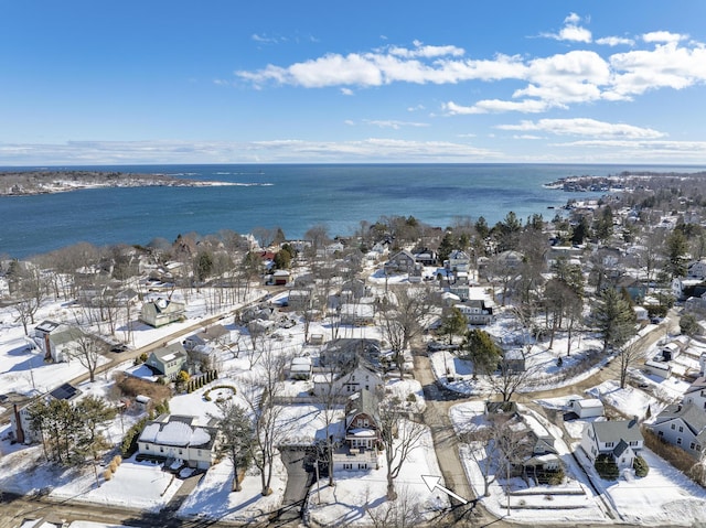 bird's eye view featuring a residential view and a water view