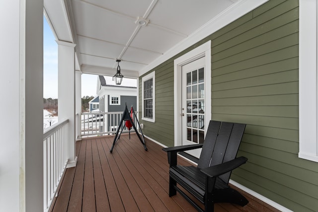 deck featuring a porch