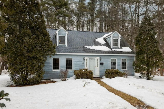 cape cod home featuring a shingled roof