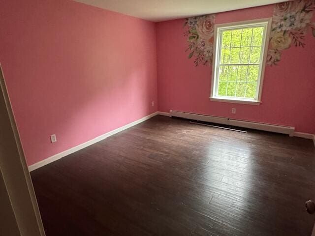 30 Hubbard St, Saco, ME 04072 - empty room with baseboard heating, wood finished floors, and baseboards