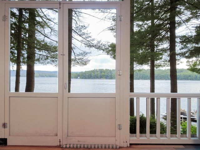 doorway with a water view