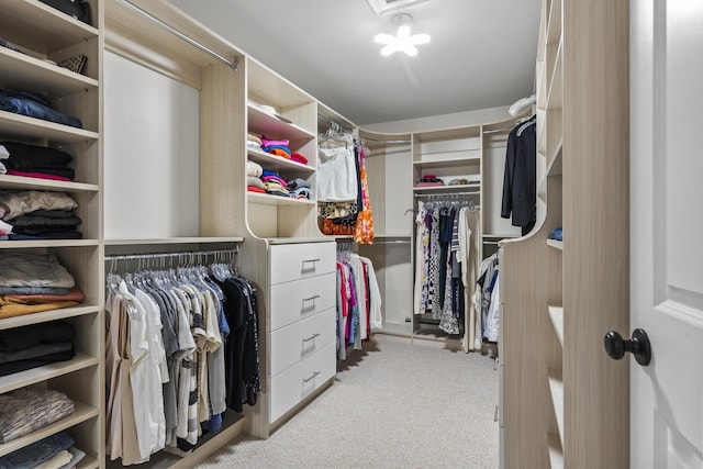 walk in closet with carpet