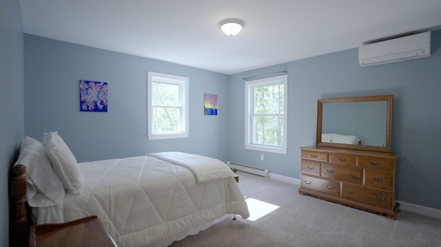 271 Red Gate Ln, Acton, ME 04001 - bedroom with a wall mounted air conditioner, a baseboard radiator, and carpet floors
