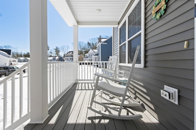 deck with a residential view