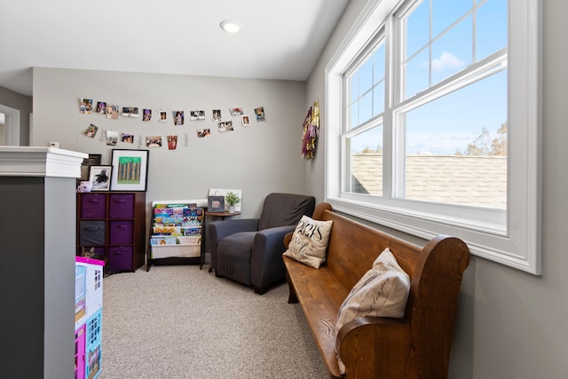 interior space featuring carpet and recessed lighting