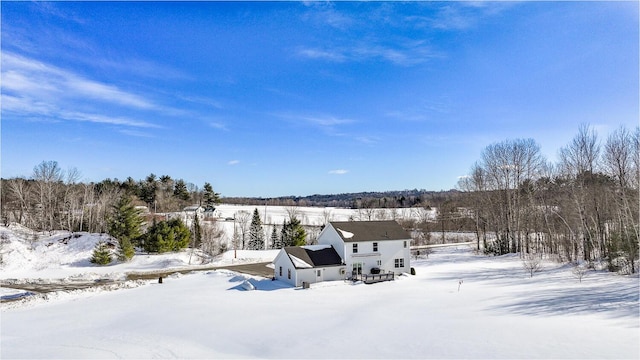 view of yard covered in snow