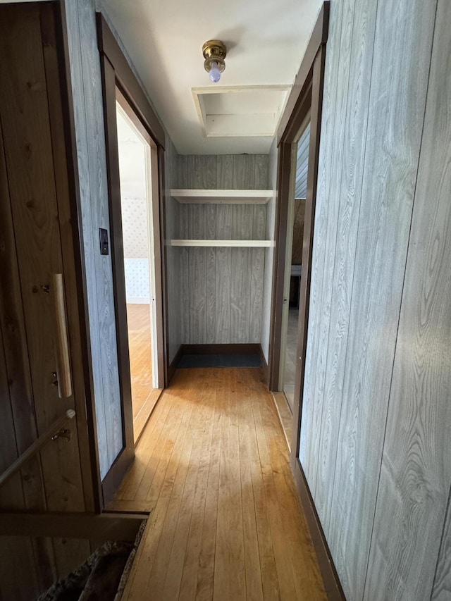 143 Main St, Sangerville, ME 04479 - hall featuring hardwood / wood-style floors and built in shelves