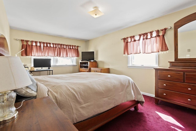 bedroom featuring baseboards and dark colored carpet