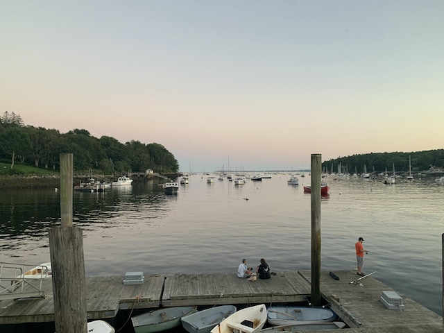 property view of water with a boat dock