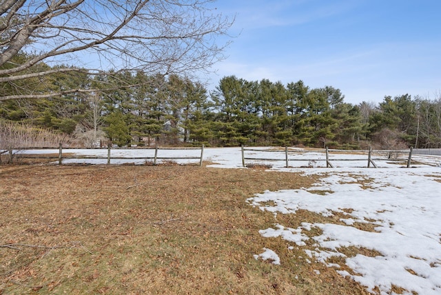 view of yard layered in snow