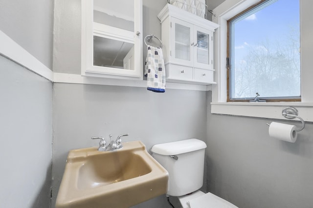 half bathroom featuring toilet and a sink