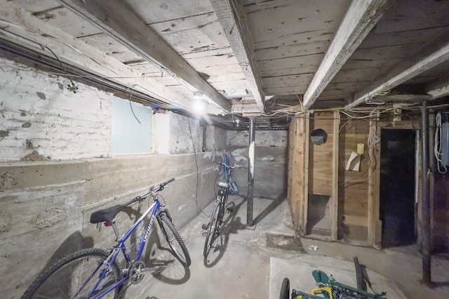 view of unfinished basement