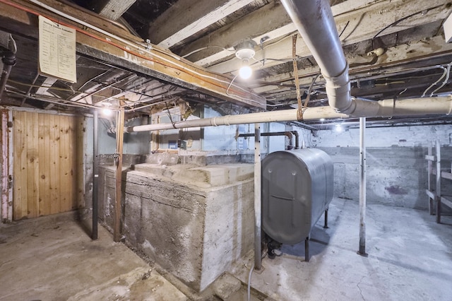 unfinished basement with heating fuel